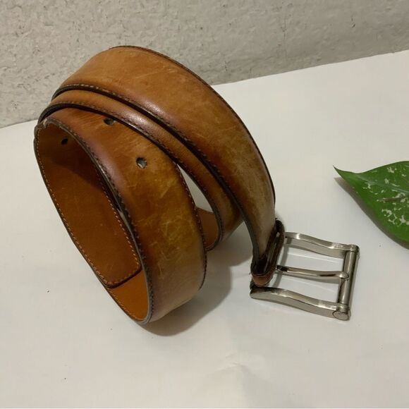 Magnanni Men’s Catalux Leather Dress Belt - 1121- Cuero Brown distressed Size 36 - Picture 2 of 11